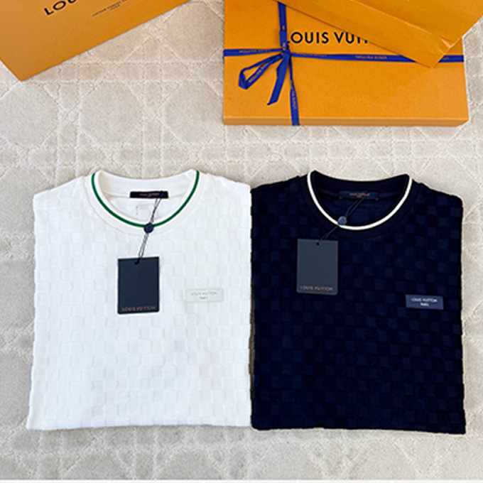 lv louis vuitton damier jacquard terry short sleeve t-shirt